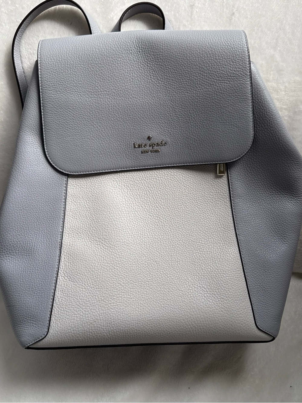 kate spade Two-Tone Light Gray & White Pebbled Leather Backpack